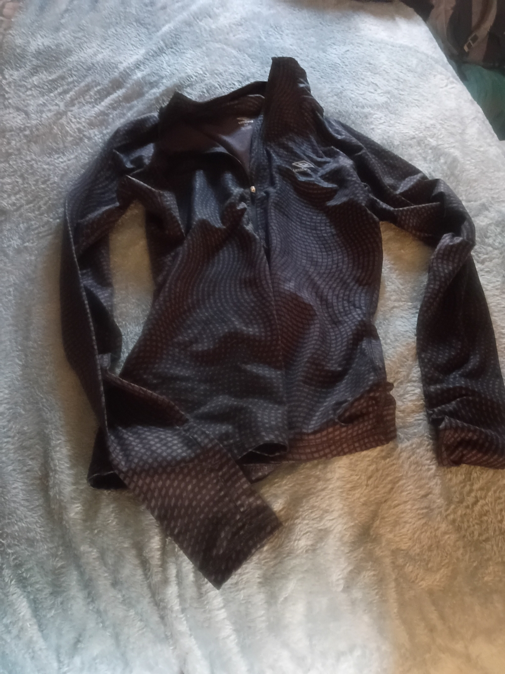 Umbro Women’s Black Patterned Partial Zip Top-athletic
